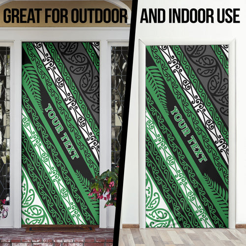 Personalised Aotearoa Ngati Maniapoto Door Cover New Zealand Maori Tribal Fern Pattern