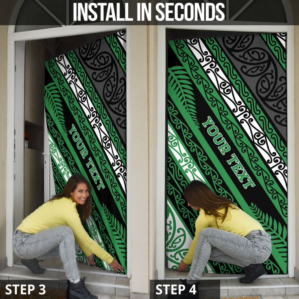 Personalised Aotearoa Ngati Maniapoto Door Cover New Zealand Maori Tribal Fern Pattern