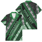 Personalised Aotearoa Ngati Maniapoto Family Matching Off Shoulder Maxi Dress and Hawaiian Shirt New Zealand Maori Tribal Fern Pattern