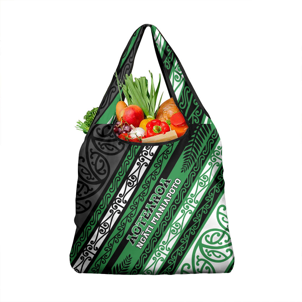 Aotearoa Ngati Maniapoto Grocery Bag New Zealand Maori Tribal Fern Pattern