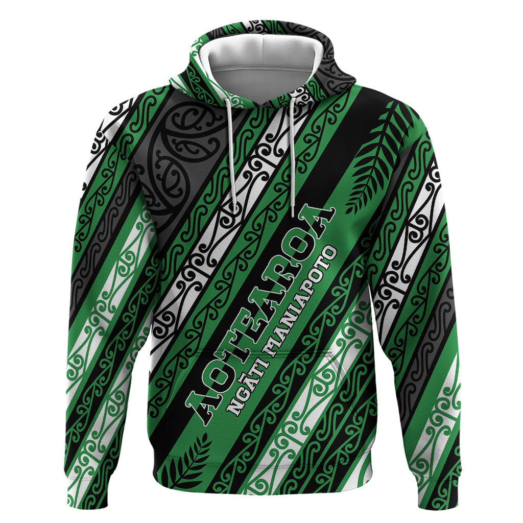 Personalised Aotearoa Ngati Maniapoto Hoodie New Zealand Maori Tribal Fern Pattern