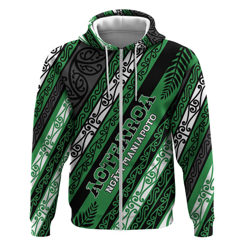 Personalised Aotearoa Ngati Maniapoto Hoodie New Zealand Maori Tribal Fern Pattern