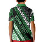 Personalised Aotearoa Ngati Maniapoto Kid Polo Shirt New Zealand Maori Tribal Fern Pattern