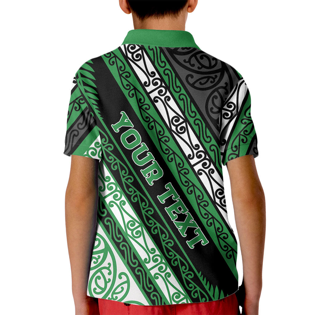 Personalised Aotearoa Ngati Maniapoto Kid Polo Shirt New Zealand Maori Tribal Fern Pattern