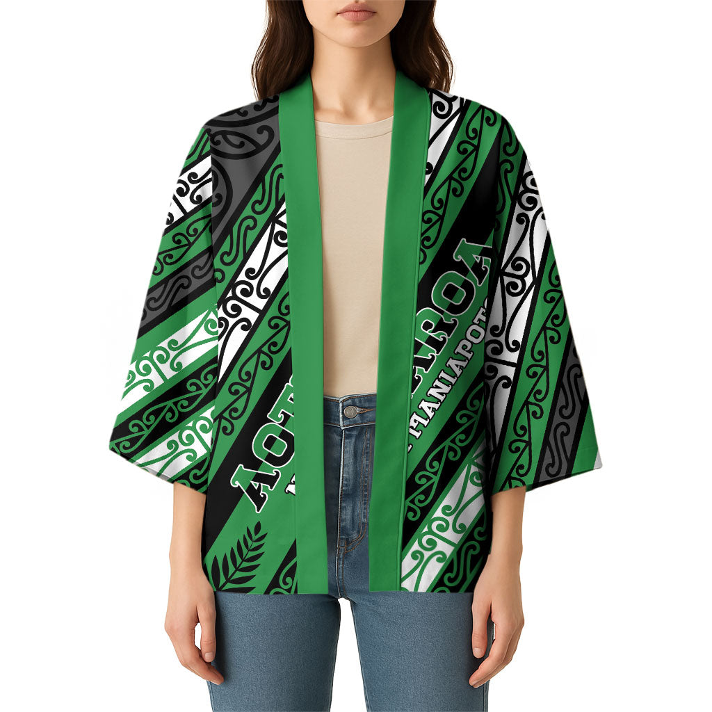 Personalised Aotearoa Ngati Maniapoto Kimono New Zealand Maori Tribal Fern Pattern