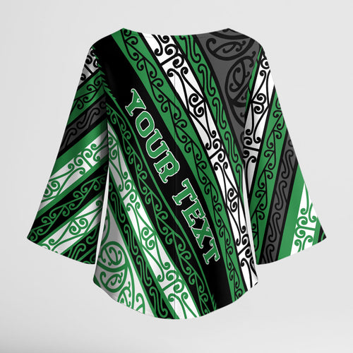Personalised Aotearoa Ngati Maniapoto Kimono Sleeve Blouse New Zealand Maori Tribal Fern Pattern