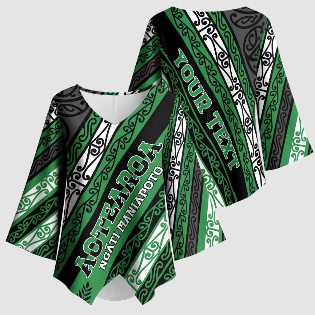 Personalised Aotearoa Ngati Maniapoto Kimono Sleeve Blouse New Zealand Maori Tribal Fern Pattern