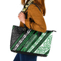 Aotearoa Ngati Maniapoto Leather Tote Bag New Zealand Maori Tribal Fern Pattern