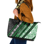 Aotearoa Ngati Maniapoto Leather Tote Bag New Zealand Maori Tribal Fern Pattern