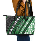 Aotearoa Ngati Maniapoto Leather Tote Bag New Zealand Maori Tribal Fern Pattern