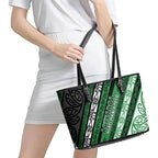 Aotearoa Ngati Maniapoto Leather Tote Bag New Zealand Maori Tribal Fern Pattern
