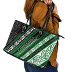 Aotearoa Ngati Maniapoto Leather Tote Bag New Zealand Maori Tribal Fern Pattern