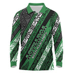 Personalised Aotearoa Ngati Maniapoto Long Sleeve Polo Shirt New Zealand Maori Tribal Fern Pattern