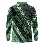 Personalised Aotearoa Ngati Maniapoto Long Sleeve Polo Shirt New Zealand Maori Tribal Fern Pattern