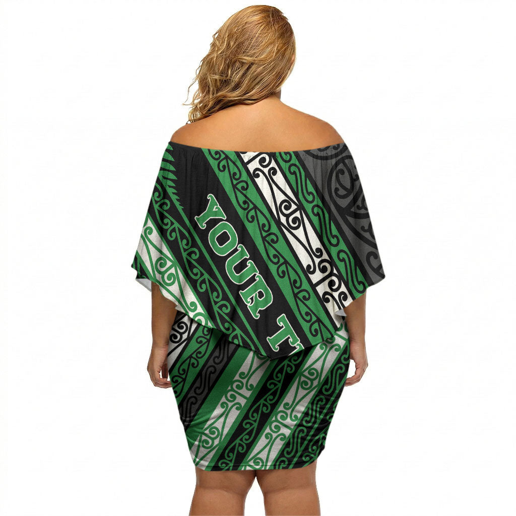 Personalised Aotearoa Ngati Maniapoto Off Shoulder Short Dress New Zealand Maori Tribal Fern Pattern