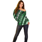 Personalised Aotearoa Ngati Maniapoto Off Shoulder Sweater New Zealand Maori Tribal Fern Pattern