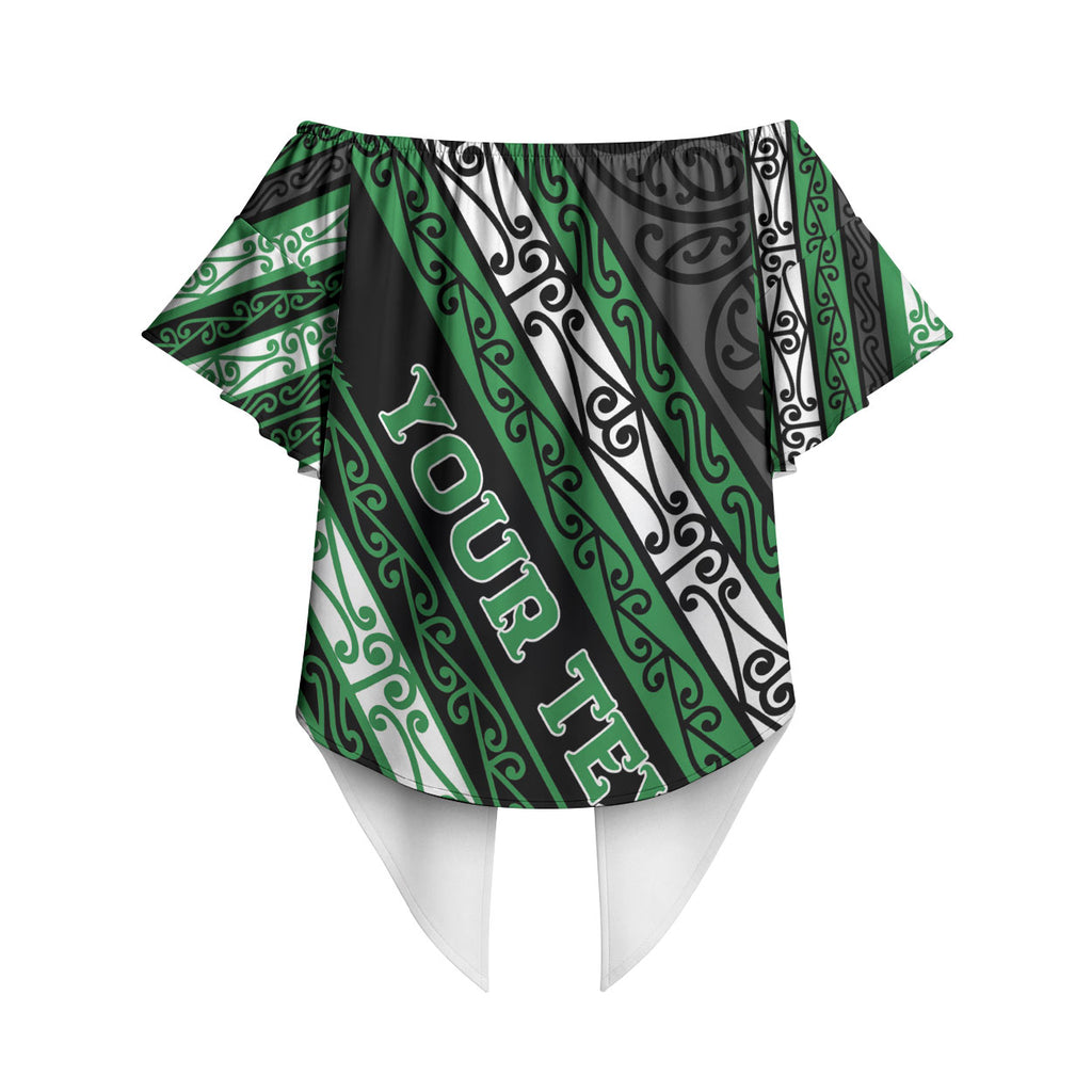 Personalised Aotearoa Ngati Maniapoto Off Shoulder Wrap Waist Top New Zealand Maori Tribal Fern Pattern