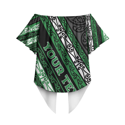 Personalised Aotearoa Ngati Maniapoto Off Shoulder Wrap Waist Top New Zealand Maori Tribal Fern Pattern