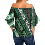 Personalised Aotearoa Ngati Maniapoto Off Shoulder Wrap Waist Top New Zealand Maori Tribal Fern Pattern