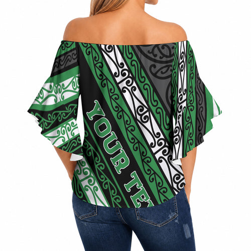 Personalised Aotearoa Ngati Maniapoto Off Shoulder Wrap Waist Top New Zealand Maori Tribal Fern Pattern