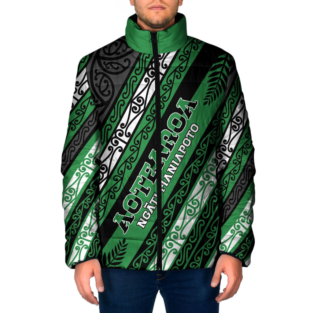 Personalised Aotearoa Ngati Maniapoto Padded Jacket New Zealand Maori Tribal Fern Pattern