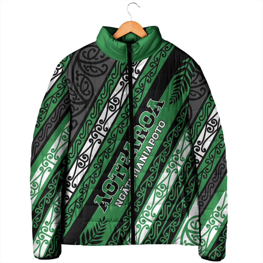 Personalised Aotearoa Ngati Maniapoto Padded Jacket New Zealand Maori Tribal Fern Pattern