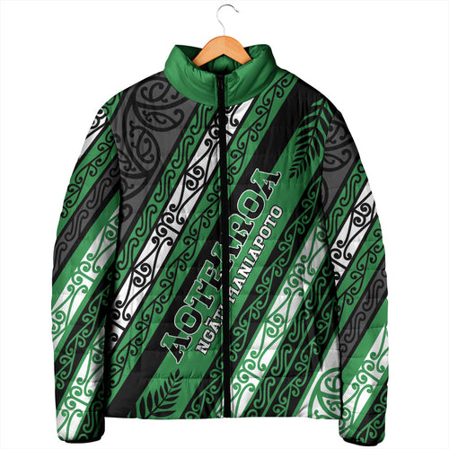 Personalised Aotearoa Ngati Maniapoto Padded Jacket New Zealand Maori Tribal Fern Pattern