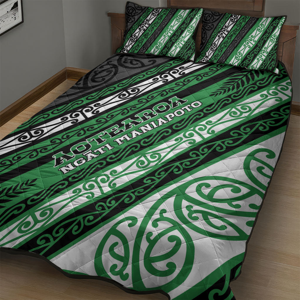 Aotearoa Ngati Maniapoto Quilt Bed Set New Zealand Maori Tribal Fern Pattern