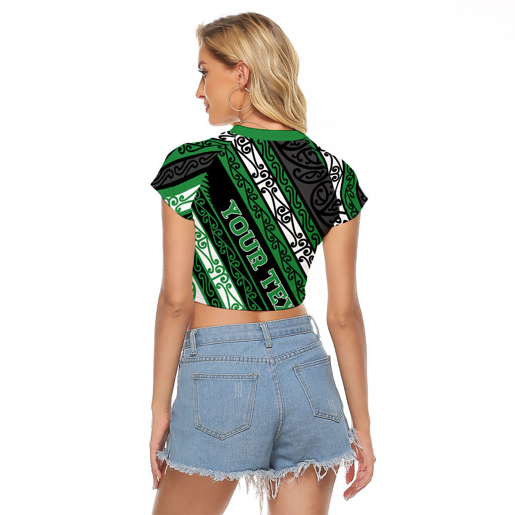 Personalised Aotearoa Ngati Maniapoto Raglan Cropped T Shirt New Zealand Maori Tribal Fern Pattern