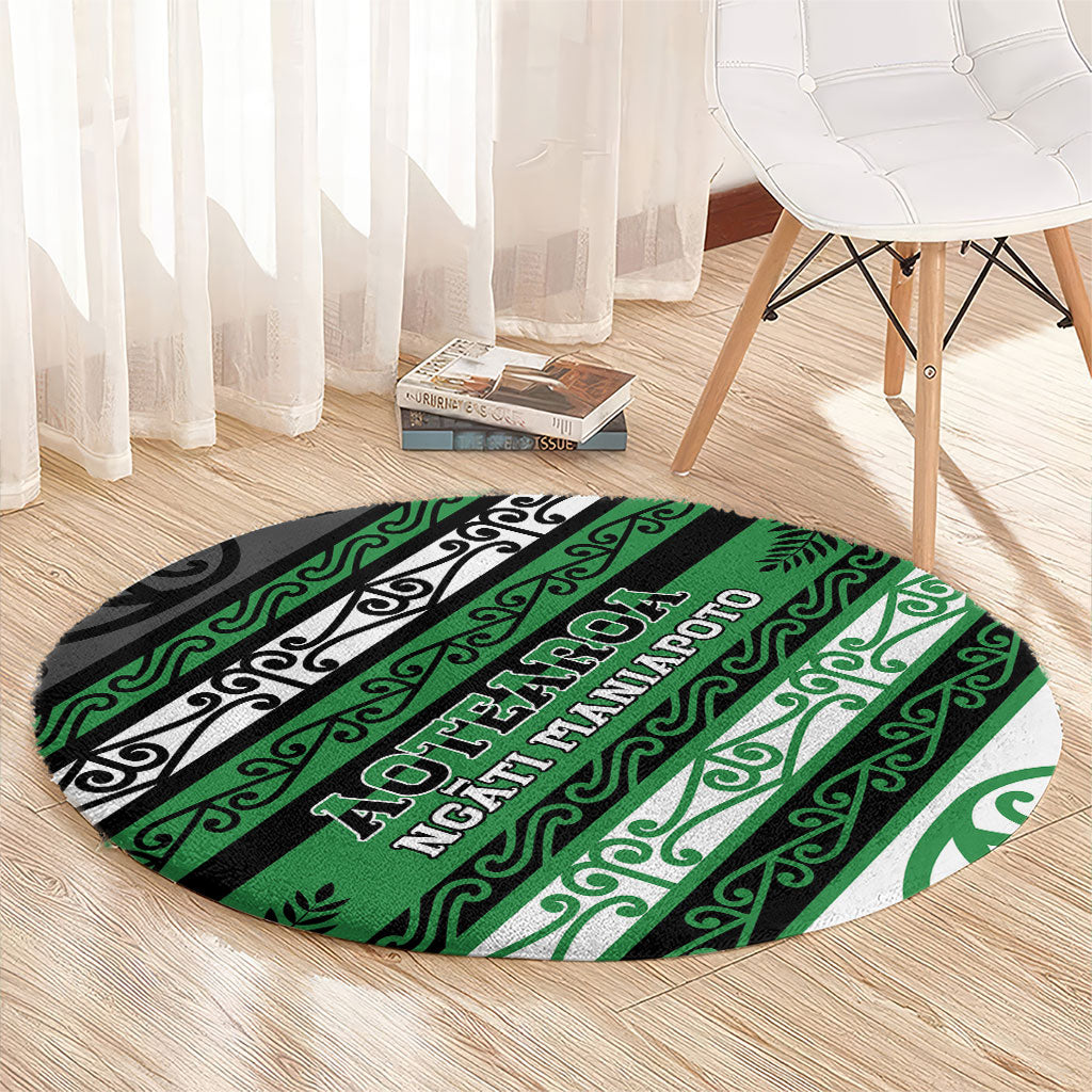 Aotearoa Ngati Maniapoto Round Carpet New Zealand Maori Tribal Fern Pattern