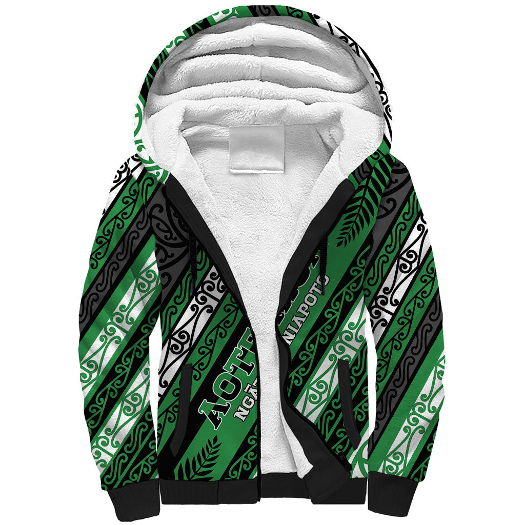 Personalised Aotearoa Ngati Maniapoto Sherpa Hoodie New Zealand Maori Tribal Fern Pattern