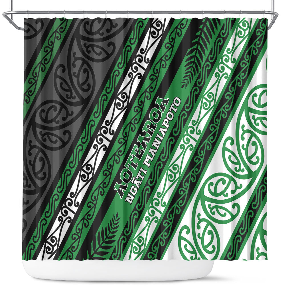 Aotearoa Ngati Maniapoto Shower Curtain New Zealand Maori Tribal Fern Pattern