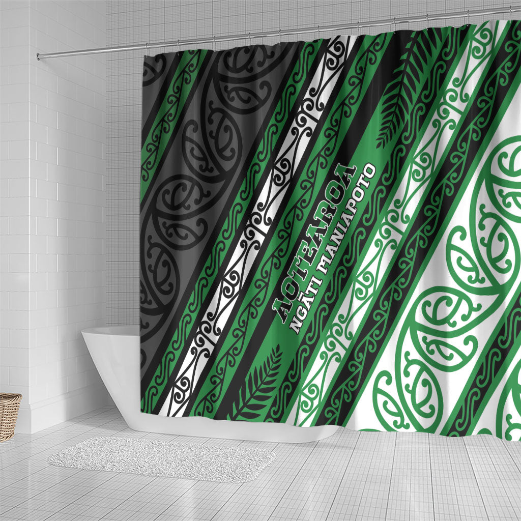 Aotearoa Ngati Maniapoto Shower Curtain New Zealand Maori Tribal Fern Pattern