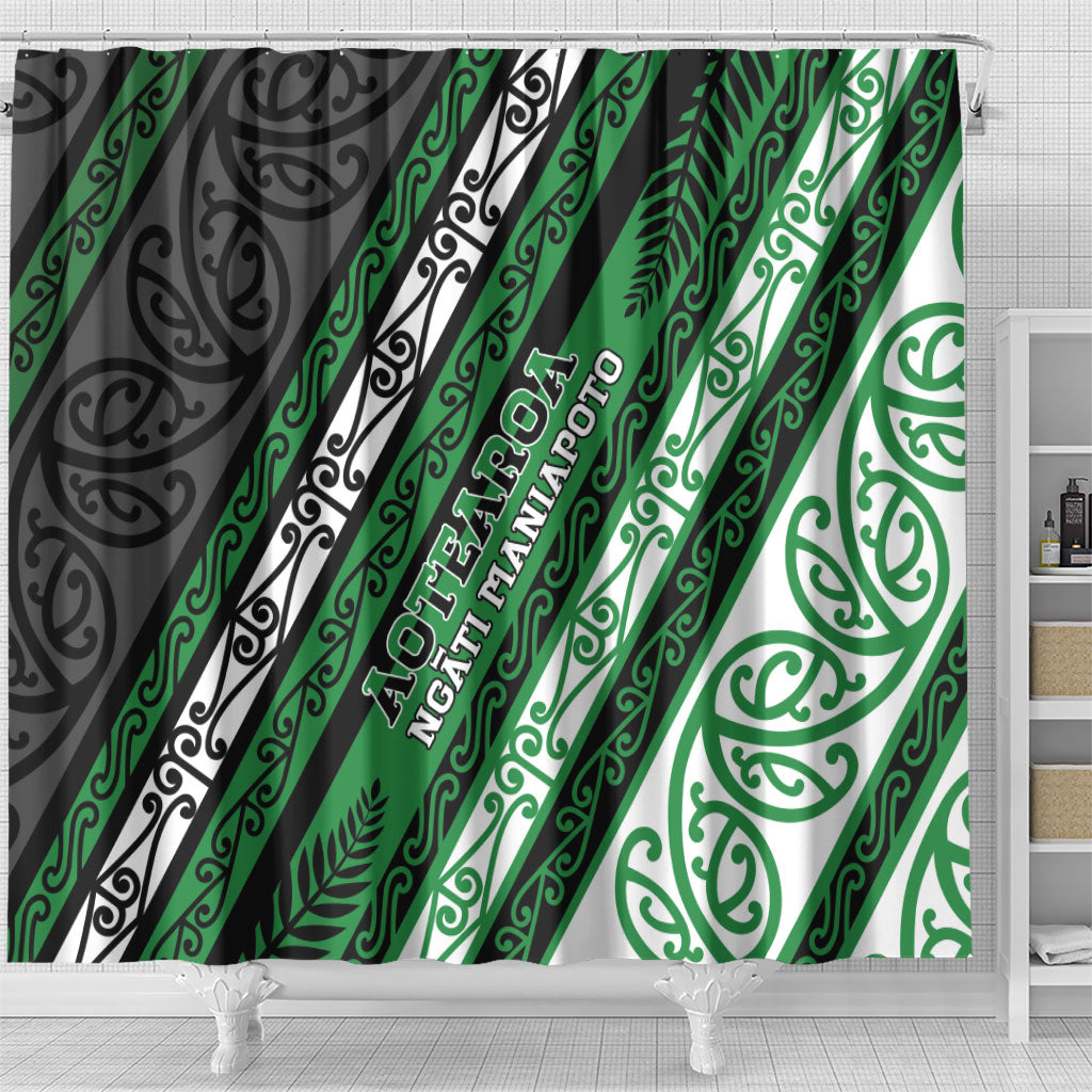 Aotearoa Ngati Maniapoto Shower Curtain New Zealand Maori Tribal Fern Pattern