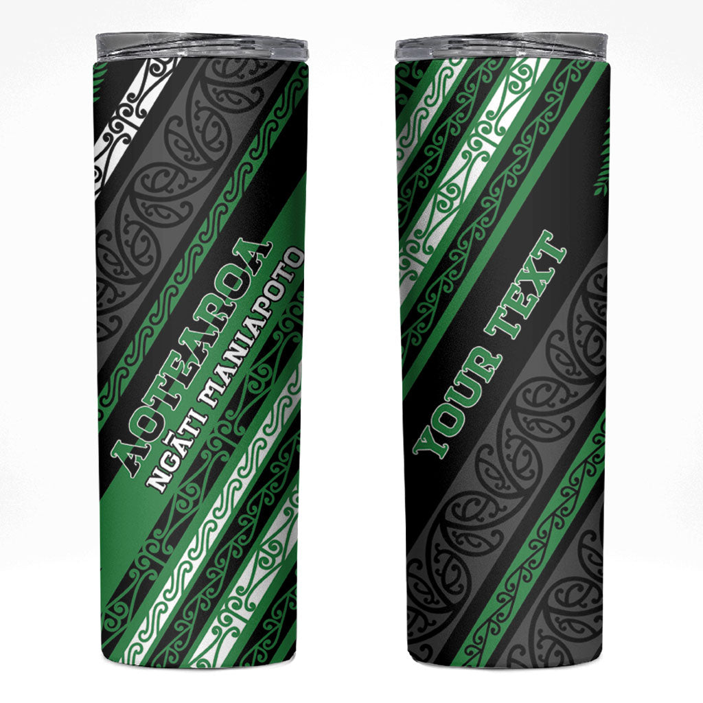 Personalised Aotearoa Ngati Maniapoto Skinny Tumbler New Zealand Maori Tribal Fern Pattern