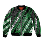 Personalised Aotearoa Ngati Maniapoto Sleeve Zip Bomber Jacket New Zealand Maori Tribal Fern Pattern