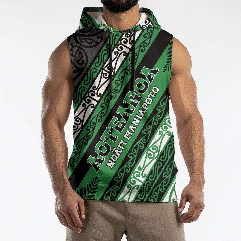 Personalised Aotearoa Ngati Maniapoto Sleeveless Hoodie New Zealand Maori Tribal Fern Pattern