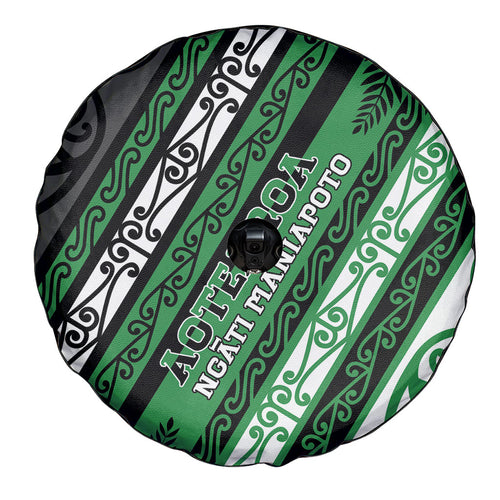 Aotearoa Ngati Maniapoto Spare Tire Cover New Zealand Maori Tribal Fern Pattern