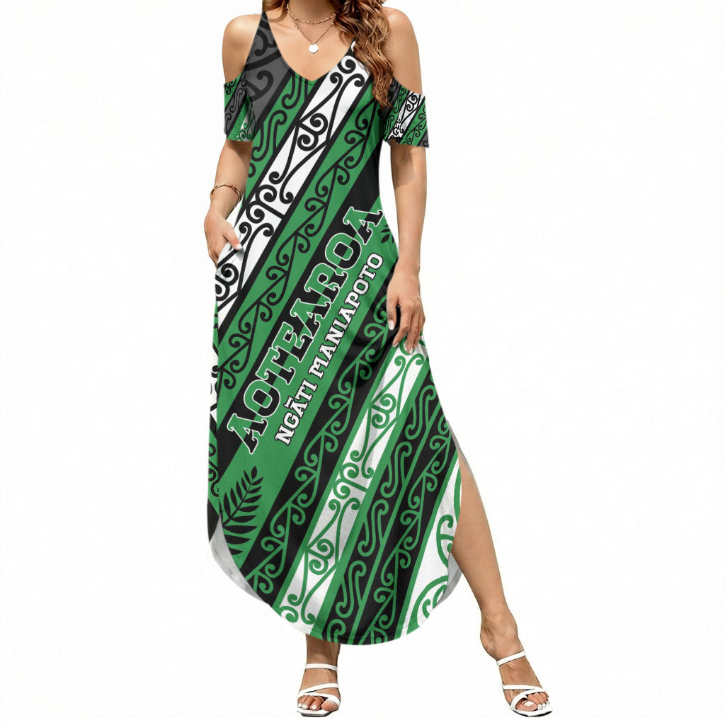 Personalised Aotearoa Ngati Maniapoto Summer Maxi Dress New Zealand Maori Tribal Fern Pattern