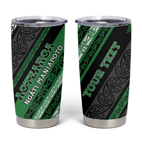 Personalised Aotearoa Ngati Maniapoto Tumbler Cup New Zealand Maori Tribal Fern Pattern