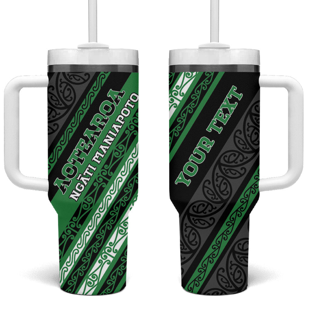 Personalised Aotearoa Ngati Maniapoto Tumbler With Handle New Zealand Maori Tribal Fern Pattern