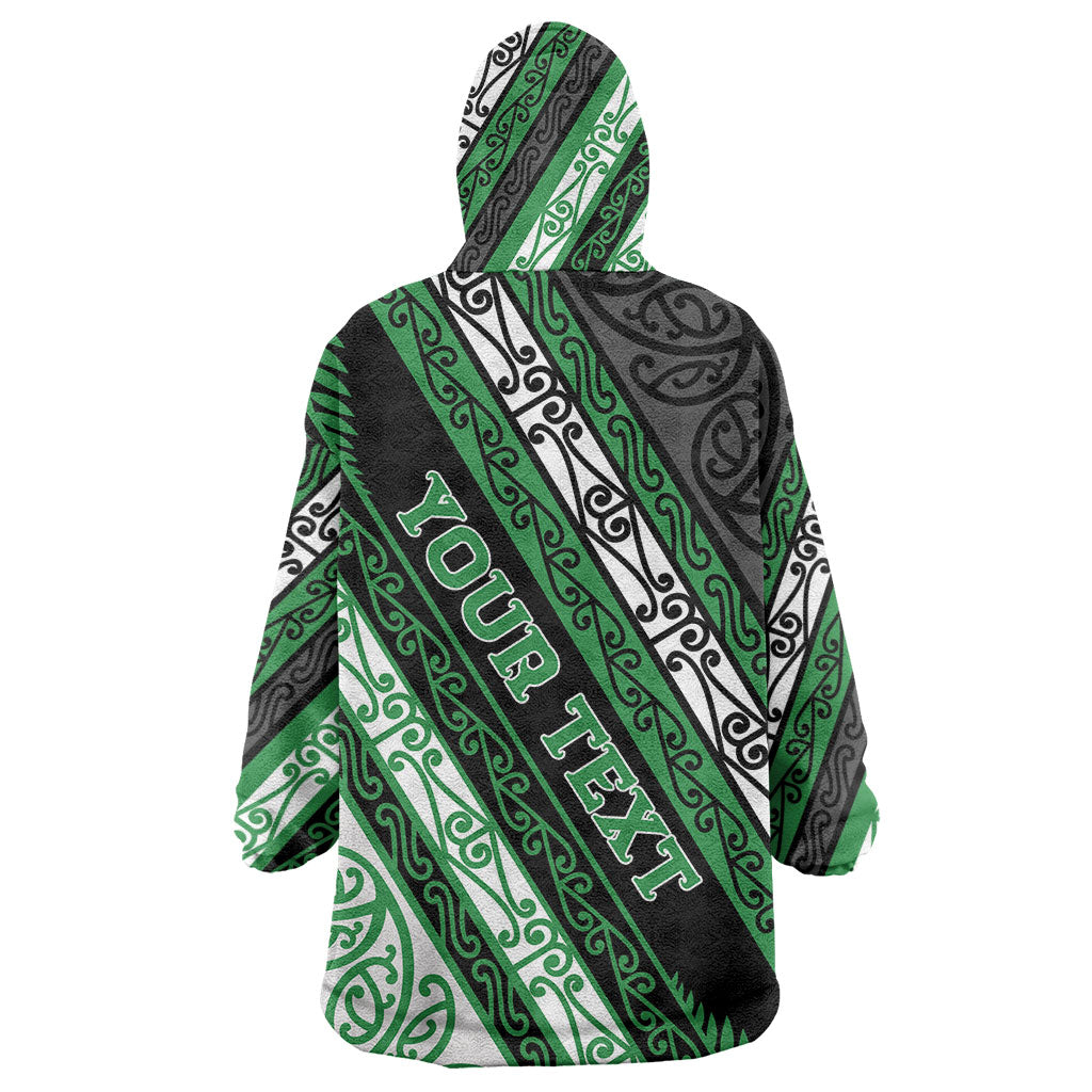 Personalised Aotearoa Ngati Maniapoto Wearable Blanket Hoodie New Zealand Maori Tribal Fern Pattern