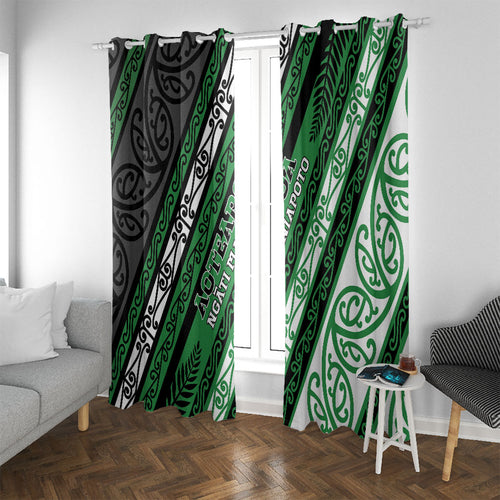 Aotearoa Ngati Maniapoto Window Curtain New Zealand Maori Tribal Fern Pattern