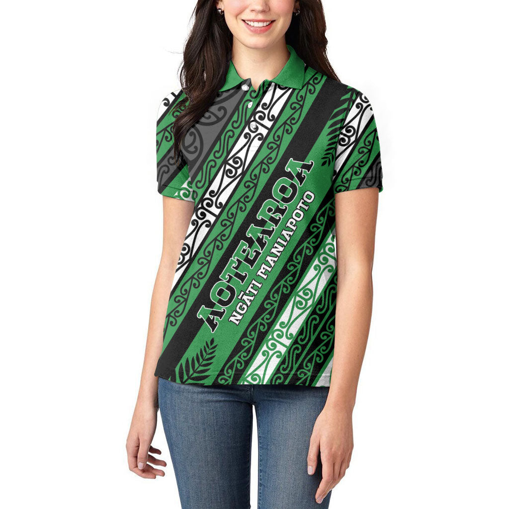 Personalised Aotearoa Ngati Maniapoto Women Polo Shirt New Zealand Maori Tribal Fern Pattern