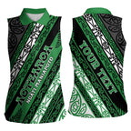 Personalised Aotearoa Ngati Maniapoto Women Sleeveless Polo Shirt New Zealand Maori Tribal Fern Pattern