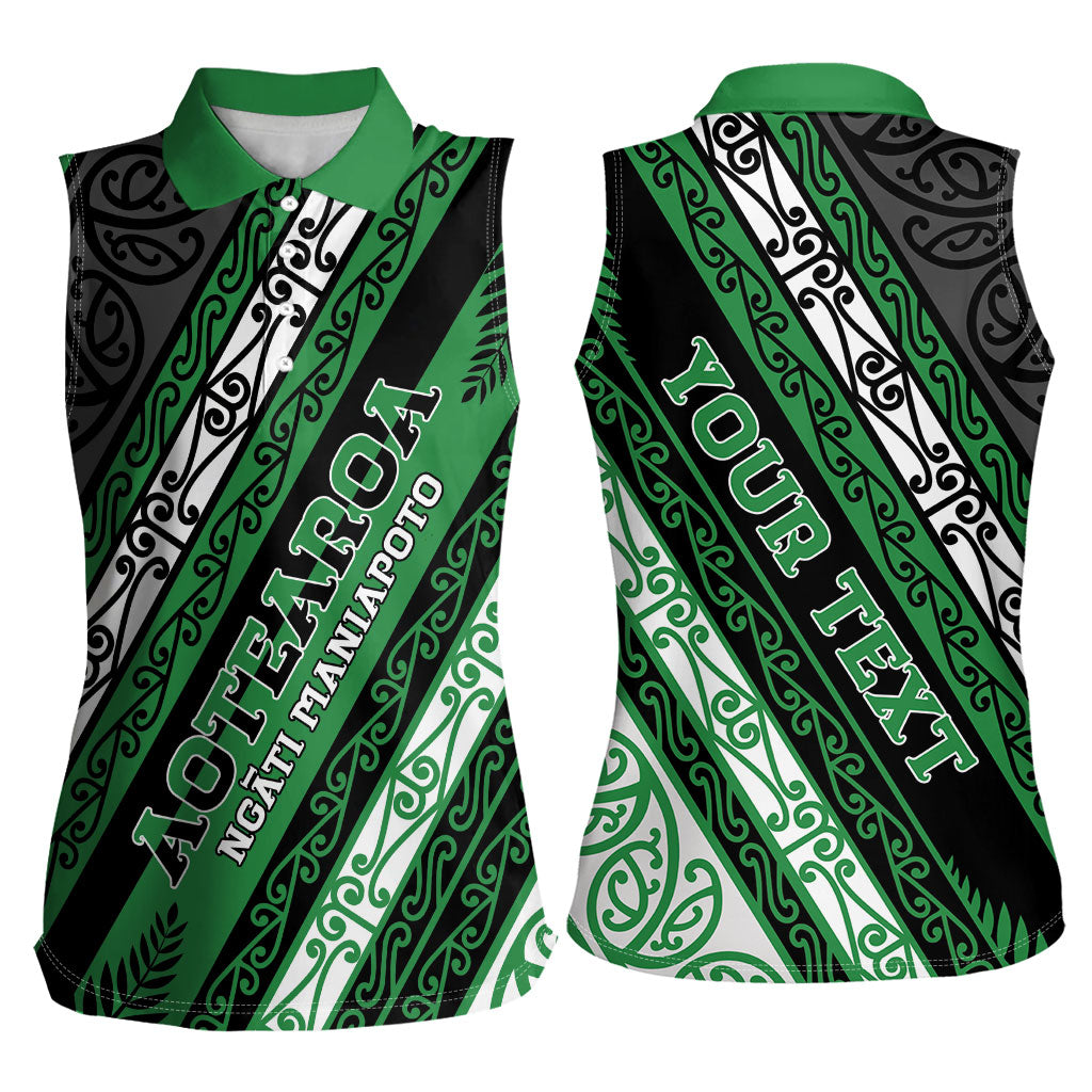 Personalised Aotearoa Ngati Maniapoto Women Sleeveless Polo Shirt New Zealand Maori Tribal Fern Pattern