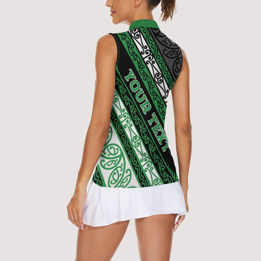Personalised Aotearoa Ngati Maniapoto Women Sleeveless Polo Shirt New Zealand Maori Tribal Fern Pattern