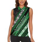 Personalised Aotearoa Ngati Maniapoto Women Sleeveless Polo Shirt New Zealand Maori Tribal Fern Pattern
