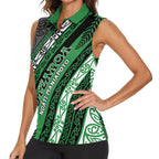 Personalised Aotearoa Ngati Maniapoto Women Sleeveless Polo Shirt New Zealand Maori Tribal Fern Pattern