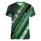 Personalised Aotearoa Ngati Maniapoto Women V-Neck T-Shirt New Zealand Maori Tribal Fern Pattern